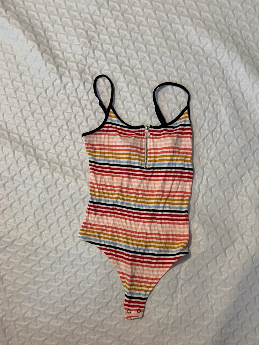Express Striped Ribbed Bodysuit - Pink, Yellow, Red, Navy